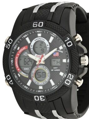 U.S. Polo Assn. Black and Silver Sport Chronograph Watch